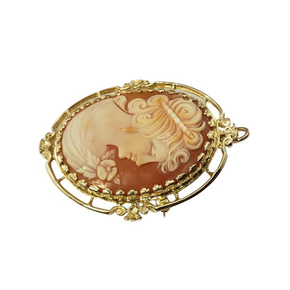 Vintage 14 Karat Yellow Gold Cameo Brooch/Pendant #11637 - Picture 2 of 7